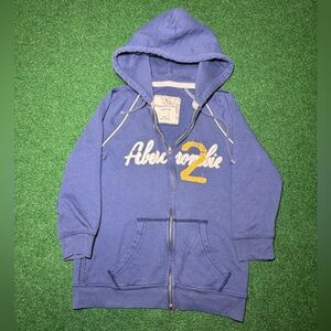 Vintage Y2K Abercrombie Fitch Petite Medium Blue Full Zip Hoodie Sweatshirt